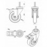Möbelrad 75 mm, Lenkrolle mit Zapfen M10 mit Bremse, Tragfähigkeit 70kg / M74TPUH*M10