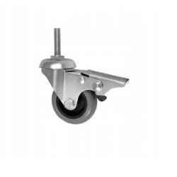 Möbelrad 75 mm, Lenkrolle mit Zapfen M12 mit Bremse, Tragfähigkeit 70kg, Kugellager / M74TPUŁH*M12