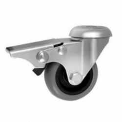 Möbelrad 50 mm, Lenkrolle mit Rückenloch mit Bremse, Tragfähigkeit 40kg / M57TPUH