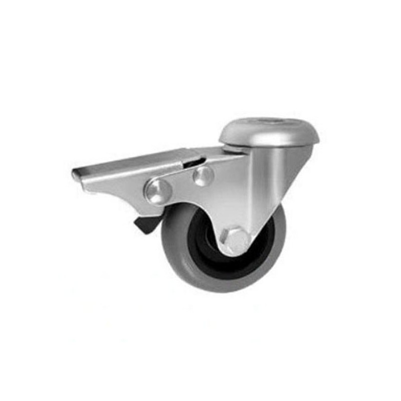 Möbelrad 50 mm, Lenkrolle mit Rückenloch mit Bremse, Tragfähigkeit 40kg / M57TPUH