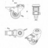Möbelrad 50 mm, Lenkrolle mit Rückenloch mit Bremse, Tragfähigkeit 40kg / M57TPUH