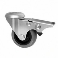Möbelrad 50 mm, Lenkrolle mit Rückenloch mit Bremse, Tragfähigkeit 40kg / M57TPUH