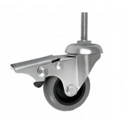Möbelrad 50 mm, Lenkrolle mit Zapfen M8 mit Bremse, Tragfähigkeit 40kg, Kugellager / M54TPUŁH*M8