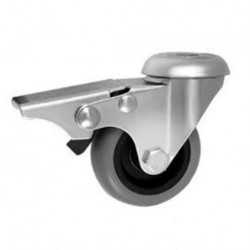 Möbelrad 75 mm, Lenkrolle mit Rückenloch mit Bremse, Tragfähigkeit 70kg, Kugellager / M77TPUŁH
