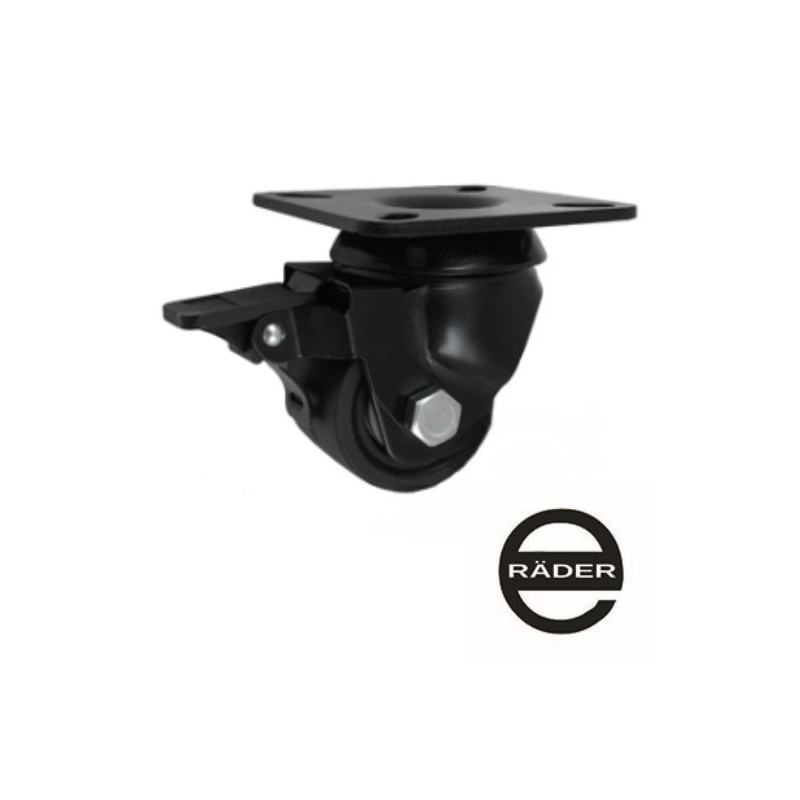 Möbelrolle, 50 mm, Polyamid, schwarz, Lenkrolle mit Bremse, N: 300 kg / M52BNWH
