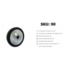 Metallgummirad Ø 250 mm, Öffnung 20mm / 90