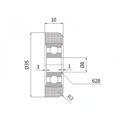 Polyamidrolle Ø 35mm mit Kugellager / R-35-10/8