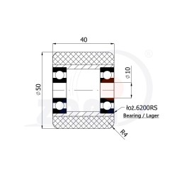 Aluminium-Polyurethan-Rollen Ø 50mm für palettenwagen / RAP-50-40