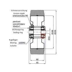 Metal-polyurethan-räder Ø 250 mm  für Schneepflüge und Kehrmaschinen / 90MPD