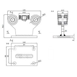 Rollenwagen mit 5 Rollen, nicht kippbar, mit Höhenverstellung