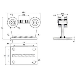 Rollenwagen mit 5 Rollen, ohne Höhenverstellung