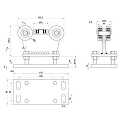 Rollenwagen mit 5 Rollen, nicht kippbar, mit Höhenverstellung