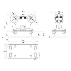 Rollenwagen mit 5 Rollen, kippbar, mit Höhenverstellung