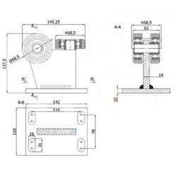 Rollenwagen mit 3 Rollen, ohne Höhenverstellung