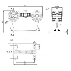 Rollenwagen mit 5 Rollen, ohne Höhenverstellung